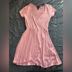 Knit Pink Tulip Wrap Dress